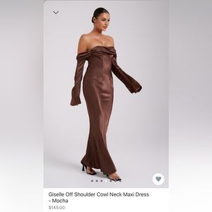 NWT Giselle off shoulder maxi satin dress